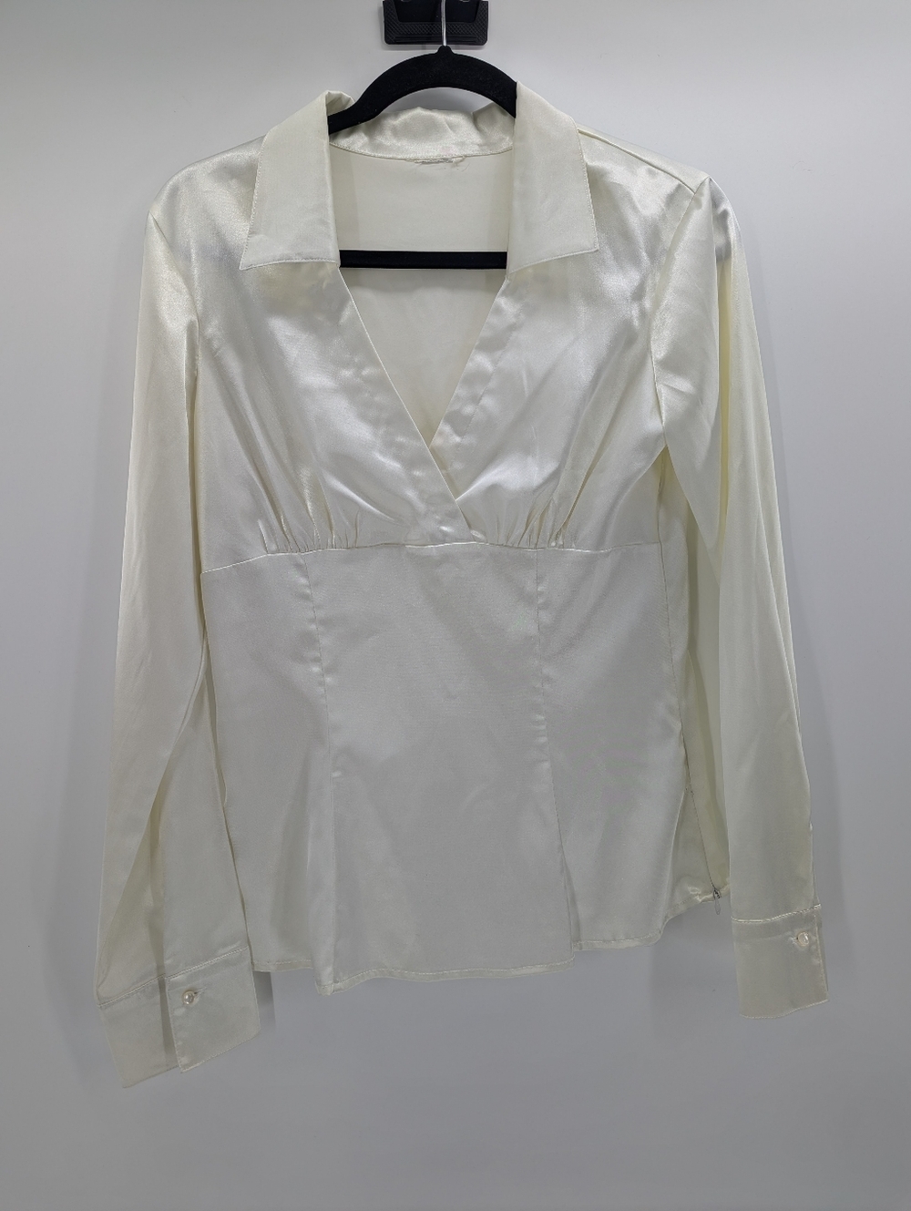 Women's Satin Blouse Feminine Coquette Chic Small Cream Romantic 90s Minimalist